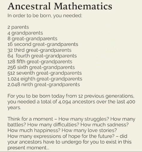 Ancestral Mathematics, Great Grandparents, Hope For The Future, Travel Inspo, Family Tree, Great Quotes, Love Story, Parenting, In This Moment