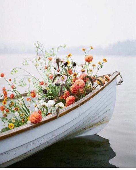 Floating || A boat full of flowers isnt too much to ask for is it?  @stellaetsuzie  #flowers #mood #beachgold Row Boat, Floating, Lake, Yarn, Water, Flowers