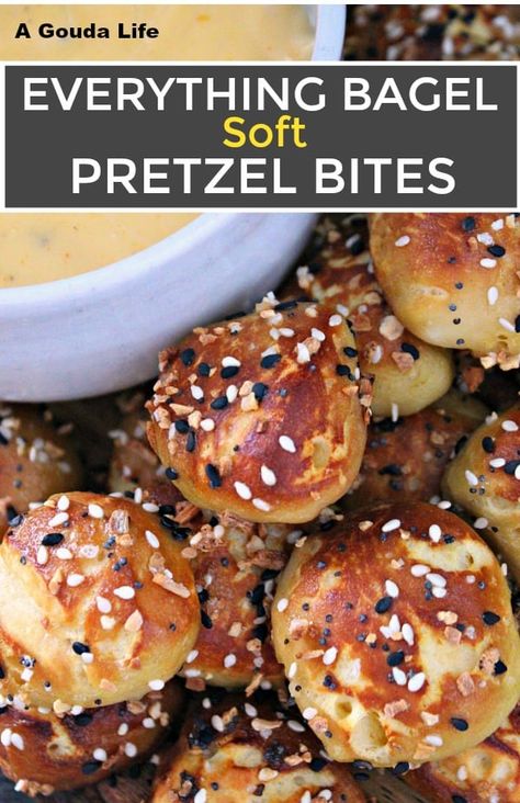 even Easy Soft Pretzel Bites, Refrigerator Biscuits, Soft Pretzel Bites, Everything Bagel Seasoning, Bagel Bites, Homemade Pretzels, Homemade Soft Pretzels, Soft Pretzel, Cheese Sauce Recipe