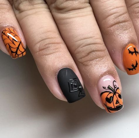 Jack O Lantern Nails, Short Halloween Nails, Halloween Nail Colors, Fall Toe Nails, Sheer Nails, Korean Nail Art, Drip Nails, Korean Nails, Stylish Nails Designs