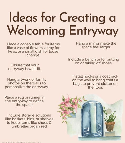 Home Design Tips, Home Making Aesthetic, Sahm Tips, Improvement Journal, Homemaker Schedule, Sanctuary Home, Welcoming Entryway, Happy Homemaking, Hygge Home