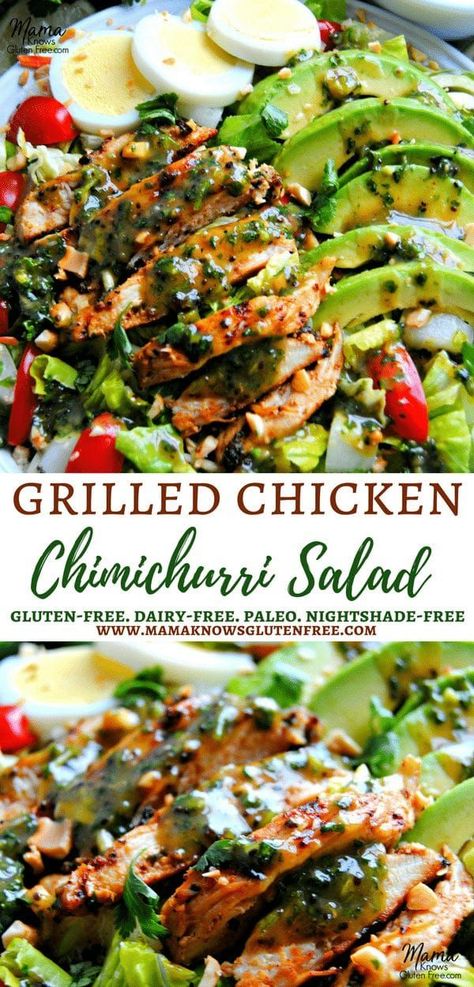 Chimichurri Salad, Chicken Salad Gluten Free, Chicken Chimichurri, Salad Gluten Free, Nightshade Free Recipes, Chimichurri Chicken, Gluten Free Salads, Paleo Salads, Chimichurri Sauce