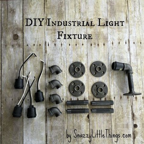 Industrial Diy Decoration, Industrial Diy Decoration Ideas, Light Fixture Diy, Diy Industrial Home Decor, Industrial Light Fixture, Industrial Bathroom Lighting, Industrial Vanity Light, Diy Industrial Lighting, Lampe Industrial