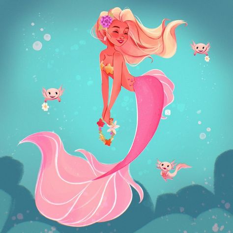 Mermaid Cartoon Drawing, Fandom Backgrounds, Cute Mermaid Art, Mermaids Drawing, Dancing Mermaid, Mermay Art, Disney Mermaids, Procreate Artwork, Mermaid Stories