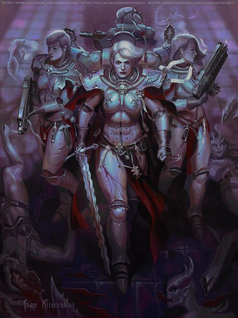 Order Of The Sacred Rose, 40k Sisters Of Battle, Adepta Sororitas, Power Armour, Warhammer 40k Art, Warhammer Art, Warhammer 40k Artwork, Warhammer Fantasy, Warhammer 40000