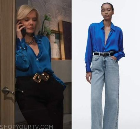 General Hospital: January 2023 Ava's Blue Silk Blouse Blue Silk Blouse, Where To Buy Clothes, January 2023, Fashion Tv, General Hospital, Blue Silk, Silk Blouse, Fashion Looks, Shopping Outfit