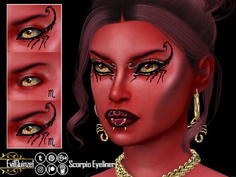 Sims 4 Tattoos, Makeup Cc, Graphic Liner, Makeup Tattoos, Red Necklace, Up Halloween, Sims 4 Mods, The Sims Resource, Sims Resource