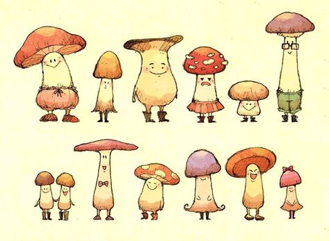 Cartoon Mushrooms, رسم كاريكاتير, Mushroom Drawing, Posca Art, Arte Sketchbook, Wow Art, Mushroom Art, Dessin Adorable, Creature Design