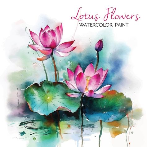 Lotus Flower Watercolor, Lotus Flower Painting, Watercolor Lotus, Pond Painting, Lotus Painting, Watercolor Birthday Cards, Buddha Art Painting, Flower Watercolor, Watercolor Flower Art