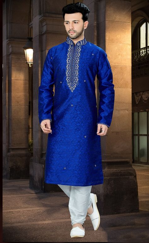 #RoyalBlueKurtaPajama #WeddingKurtaforMen Indian Wedding Outfits For Men Classy, Indian Wedding Outfits For Men, India Fashion Men, Royal Blue Colour, Mens Indian Wear, Wedding Kurta For Men, Gents Kurta Design, Gents Kurta, Blue Kurta