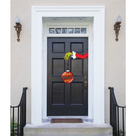 This Dr Seuss The Grinch Door Knocker Décor is the ultimate Christmas decoration for your front door when welcoming guests in! Christmas At The Office, Grinch Door, Grinch Cookies, Grinch Decorations, Dr Seuss The Grinch, Christmas Decorations Apartment, Inside Doors, Mr Grinch, Grinch Christmas Decorations