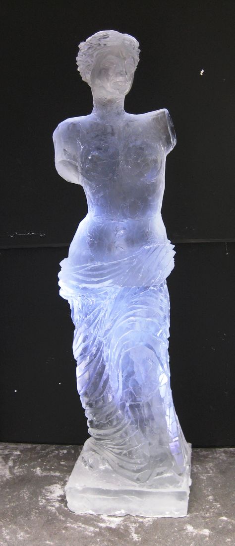 Venus de Milo Ice Sculpture Of A Gemini, Milo Ice, Miku Ice Sculpture, Champagne Ice Sculpture, Ice Statue, Swan Ice Sculpture, Ice Sculpture, Human Figures, Edward Scissorhands