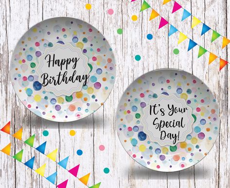 "Celebration Plate Super Fun, Great Gifts Please choose the 10\" plate or 10x14\" Platter DETAILS: Thermoset Polymer Plastic Plate- BPA & Melamine Free, Dishwasher Safe, Microwave & Oven Safe Mug - Break and Chip resistant - Contains NO Melamine or formaldehyde - BPA- free - FDA safe for food contact - 100% manufactured in the U.S.A. using U.S.A. components Celebration Plate/You Are Special Party Plate/Happy Birthday Plate/Milestone Birthday/Birthday Plate/Confetti Bday Plate/Anniversary Plate" You Are Special Plate, Birthday Plate Ideas, Personalized Christmas Plates, Happy Birthday Plate, Creative Birthday Ideas, Personalized Birthday Plate, Celebration Plate, Birthday Plates, Diy Keramik