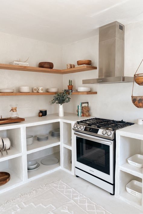 #blancobungalow #kitchengoals #kitchendesign #microcement #kitcheninspo Follow my shop @blancobungalow on the @shop.LTK app to shop this post and get my exclusive app-only content! #liketkit #LTKSeasonal #LTKhome #LTKeurope @shop.ltk https://liketk.it/4iizE Concrete Kitchen Shelves, Cement Kitchen Cabinets, Micro Cement Kitchen, Cement Kitchen Ideas, Small Kitchen Cabinets Ideas, Beton Kitchen, Microcement Kitchen, Concrete Kitchen Ideas, Kitchen With Shelves