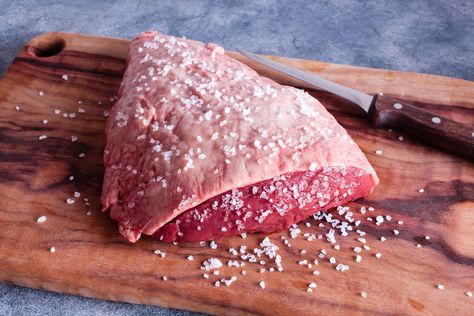 Top sirloin cap, also known as Brazilian picanha, is an inexpensive and very flavorful steak that can be roasted or grilled - the tip is special. Sirloin Cap Roast Recipe, Sirloin Cap Recipe, Top Sirloin Cap, Sirloin Cap, Cap Steak, Delicious Pot Roast, Crockpot Pot Roast, Pot Roast Crock Pot Recipes, Sirloin Roast