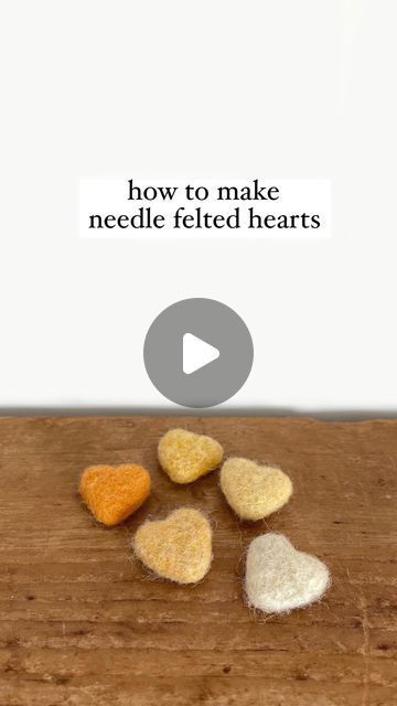 woodlark®  •  ashley on Instagram: "needle felted hearts 💛 These mini needle felted wool hearts are my absolute favorite to make. I use a metal cookie cutter as a form to quickly + easily create the heart shape. You can use any cookie cutter that you already have. Quick instructions are below and full tutorial can be found on the blog! DIY kits have also been restocked in the shop.

Materials: 
wool roving or batting, heart cookie cutter, felting needle, felting mat

Instructions:
- Pull off a few small sections of wool roving and gently pull the fibers apart to separate them. Start with a small amount— you can always add more if necessary.
- Stuff the roving inside of the cookie cutter until it is packed tightly.
- Use your felting needle to stab the wool all over.
- When the wool looks Wool Hearts, Felted Hearts, Felting Diy, Diy Photography Props, Felt Shapes, Waldorf Crafts, Needle Felting Diy, Heart Cookie, Felting Ideas