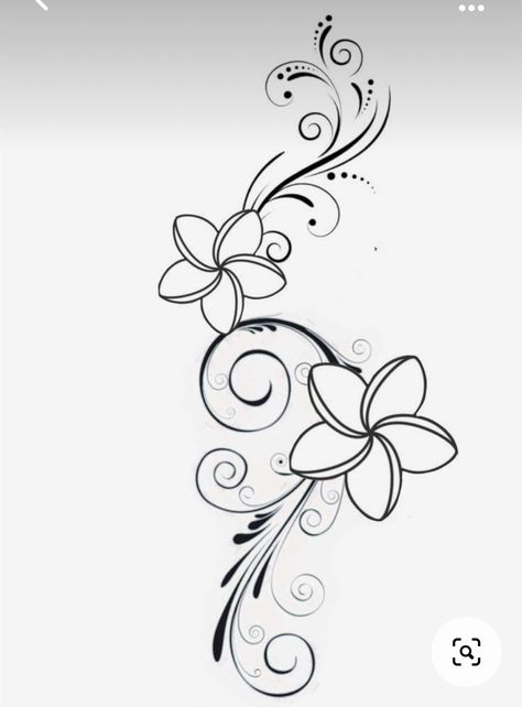 Plumeria Shoulder Tattoo, Swirl Flower Tattoo, Maori Flower Tattoo, Frangipani Tattoo Designs, Palm Tattoos For Women, Hawaii Flowers Drawing, Hawaii Flower Tattoos, Frangipani Tattoo, Tropical Flower Tattoos