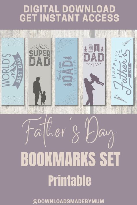 Father's Day printable bookmarks World Father's Day, Unique Bookmarks, Printable Bookmarks, Unique Bookmark, Planner Printables Free, Bookmarks Printable, Super Dad, Etsy Printables, Printable Planner