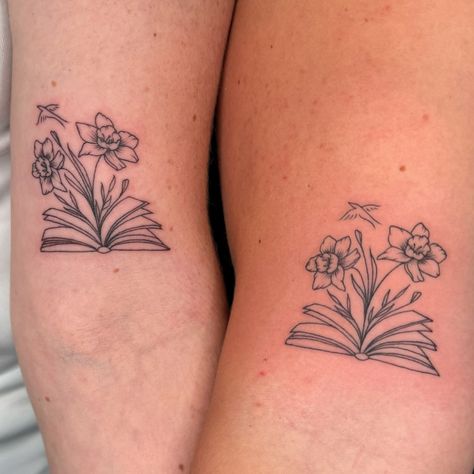 📖🌸✨ . Matching bestie book lover tattoos . 🍄BOOKING OCTOBER & NOVEMBER 🍄 . ✨DM or use link in bio to book! Jotforms answered first!✨ ✨Like, share and comment this helps me reach more lovely people like yourselves. I appreciate all support🙏🏼✨ . . #ladytattooers #ladytattooer #ladytattooartist #nc #nctattooers #nctattooartist #greensboro #greensborotattoos #finelinetattoos #cleanlines #tattoo #raleightattoo #charlottenc #charlottetattoos #raleighnc #durhamnc #durhamtattoo #greensboro #greensb... Matching Book Tattoos, Book Lover Tattoos, Lover Tattoos, Bestie Book, Nc Tattoo, Book Lover Tattoo, Book Tattoos, Book Tattoo, Durham Nc