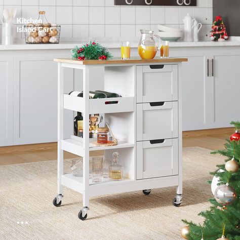 PRICES MAY VARY. Engineered Wood Imported STYLISH MOBILE CART: YITAHOME kitchen serving cart offers extra storage space to hold kitchen utensils, prepared food; you can also easily move around the kitchen, dining room or garden to enjoy mealtime or teatime with family & friends. STABLE STRUCTURE: Thick solid pine wood top on 4 sturdy legs can support weight up to 300lbs without shaking; CARB Phrase Ⅱ grade MDF painted in smooth food-safe finish makes them waterproof and scratch-proof for easy cl White Kitchen Cart, Kitchen Trolley Cart, Storage Carts, Kitchen Island Trolley, Island Storage, Industrial Casters, Rolling Kitchen Cart, Mobile Cart, Island Cart