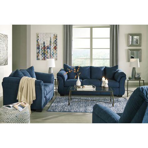 Marcy Blue Sofa Blue Living Room Sets, Blue Loveseat, Cheap Living Room Sets, Blue Living Room Decor, Blue Couches, Sofa And Loveseat Set, Blue Furniture, Living Room Collections, Blue Sofa