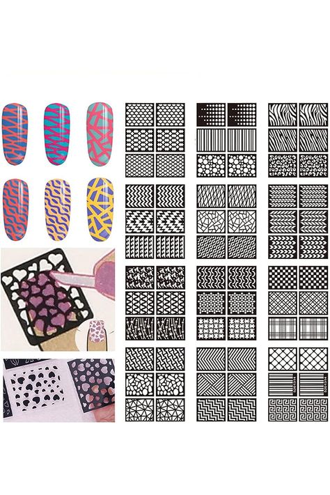 Nail Stencils for Nail Art Reusable,Nail Vinyl Stencils Sticker 144 Pieces 72 Designs,Hollow DIY Manicure Decoration Decals French Tip Nail Guides Supplies£¨24 Sheets£©. Nail Art Stencils Printable, Diy Nail Stickers Paper, Nail Art Stamping Plates Design, Nail Stamp Plate, Nail Stamps Plates, Nail Art Stencils, Stencil Stickers, Nail Vinyls, Nail Stencils