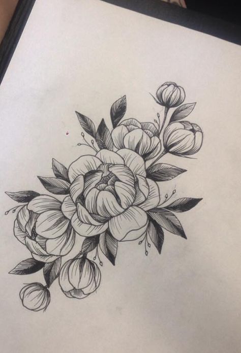 pinterest: @lvbabyxx Wildflowers Tattoo, Peony Flower Tattoos, Flower Tattoo Drawings, Free Tattoo Designs, Geniale Tattoos, Flower Tattoo Sleeve, Tattoos Skull, Peonies Tattoo, Arrow Tattoo