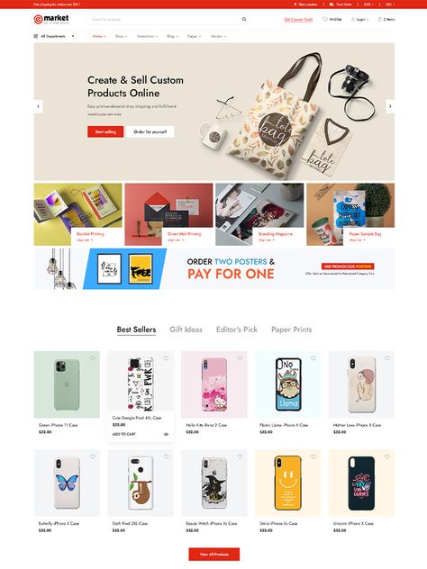 Are you finding a WordPress theme for your printing shop website? In this article, we will introduce you top best printing store WordPress themes in 2020. With beautiful and modern designs, full ecommerce features, mobile layout ready, these themes will be one of the best choices for your store. #bestprintingstore #woocommerce #wordpressthemes #elementor Print Website Design, Print Shop Website Design, Gift Shop Website, Fun Ecommerce Website Design, Gift Shop Website Design, Printing Website Design, Website Design Shop, Shopping Website Design, Design Kemasan