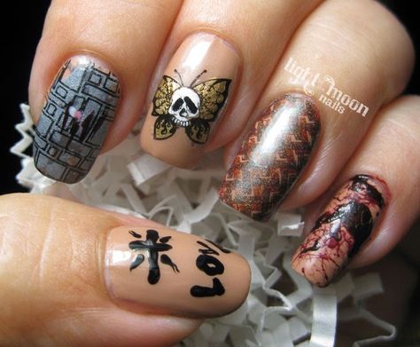 Want  Silence of the lambs Silence Of The Lambs Nails, Silence Of The Lambs, Logos Ideas, Nail Art, Halloween, Nails, Art, Logos, Nail Arts