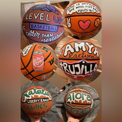 Personalized Basketball Customizable Perfect For A Gift, Fundraiser, Senior Etc Can Be Done Also On Footballs, Volleyballs Etc Can Add Birthday, Quotes, Scriptures, Fave Things. Add To Bundle And We Can Discuss Details. Name On Ball Team Name Jersey Number What Is The Mascot? Colors To Use Bible Verse? Accomplishment (Ie 1000 Points) Masculine Or Feminine? Anything Else? Coach Basketball Gifts, Senior Gift Basket Ideas Sports, Senior Night Gifts Boys, Senior Gift Ideas Volleyball, 8th Grade Night Basketball Gift Ideas, Diy Basketball Gifts, Gifts For Basketball Boyfriend, Senior Sports Gifts, Basketball Basket Gift Ideas