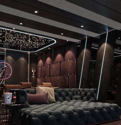 Home Theater Ideas Luxury, Home Theater Design Modern, Karaoke Room Design, Luxury Home Cinema Room, Cinema Room Design, Home Theatre Design, Cinema Architecture, Open Concept Kitchen Living Room, Home Theater Room Design