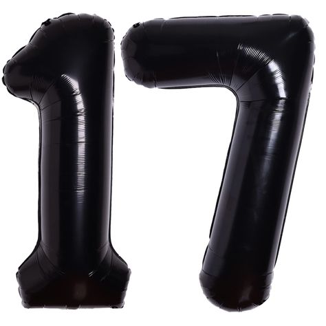 PRICES MAY VARY. 🎈 Package Included: 40 inch Black Number 17 Balloon(deflated) +1 Straw+1 Ribbon. 🎈 Perfect for Many Occasions: This black number balloon is perfect for children's and adult birthday celebrations, wedding anniversaries, graduation ceremonies, New Year's Eve, special events or party celebrations. Add a great impact to your decoration with this mylar foil big balloon number. Make great photo booth props. 🎈 Multiple Combinations: Combining number balloons with other different foi 17th Birthday Decorations, 17 Year Anniversary, Black Ballons, Balloon Helium, Balloons For Birthday, Foil Number Balloons, Anniversary Party Decorations, Balloon Pop, Big Balloons