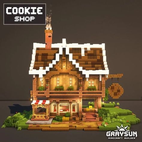 Mc Bakery Ideas, Minecraft Village Bakery, Bakery Shop Minecraft, Minecraft Bakery Building Cute, Minecraft Building Ideas Bakery, Cake Shop Minecraft, Cute Minecraft Bakery Ideas, Bakery Minecraft Build, Medieval Bakery Minecraft