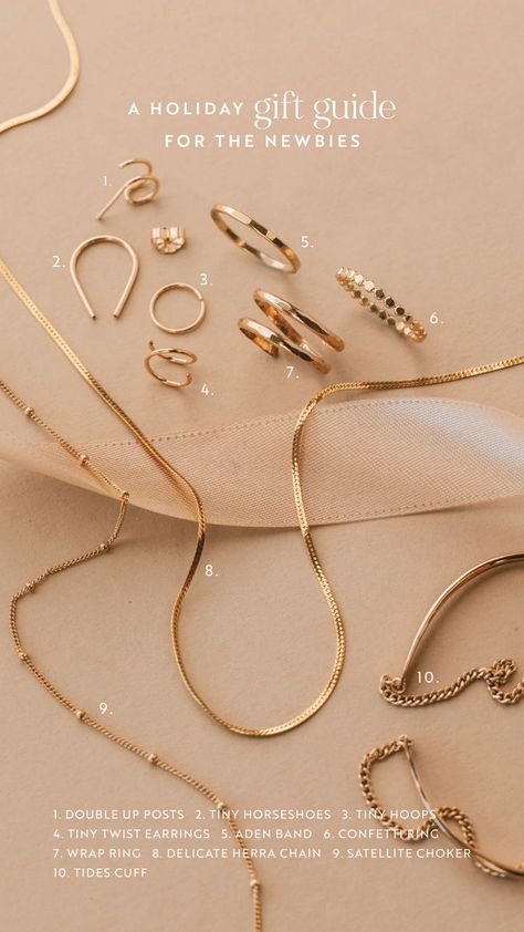 If you're struggling to know where to start with your jewelry basics, look no further! We've curated a starter pack: a collection of all the pieces that will be worn day in and day out. Minimalist 14kt Gold Fill stacking rings and band, everyday earrings, simple layering chain necklaces and dainty bracelets. Hello Adorn, Rings Everyday, Bracelets Simple, Horseshoe Earrings, Adornment Jewelry, Backdrops Necklace, Jewelry Gift Guide, Layering Necklaces, Hoop Charms