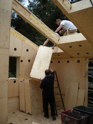 Villa Asserbo: A Sustainable, Printed House That Snaps Together,Villa Asserbo, a house whose printed pieces "snap" together, by Danish architects Eentileen. Photos via Fast Company. Casa Hobbit, Fast Company, Natural Building, Earthship, Shipping Container Homes, Eco House, Co Design, Prefab Homes, Design Business