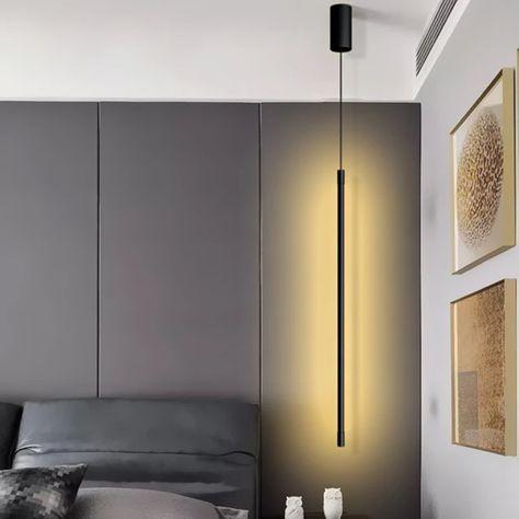 Minimalis Long Pendant Light Bedroom Bed Side Corner Linear Led Light Nordic Designer Interior Light Home Hanging Lamp Fixtures - Pendant Lights - AliExpress Lamps Bedroom Nightstand, Long Pendant Light, Led Light Bedroom, Pendant Light Bedroom, Long Pendant Lights, Crystal Bedroom, Lampshade Makeover, Bedroom Led, Pendant Lighting Bedroom