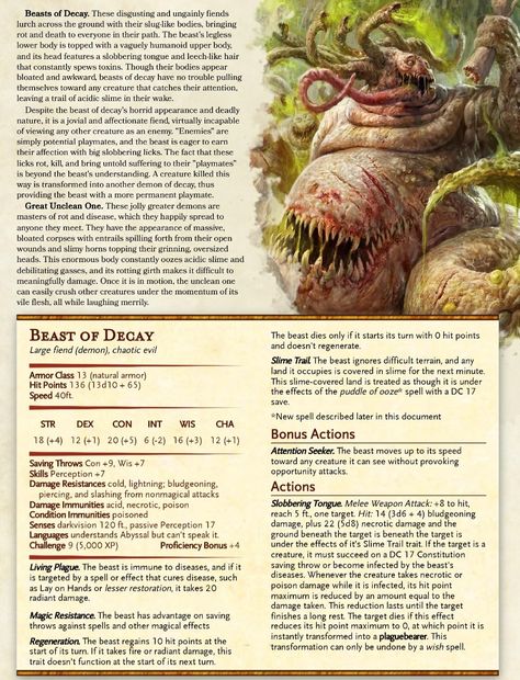 Dnd 5e Demons, Dnd Undead Stat Block, Dnd Demon Lord, Dnd Enemy Stats, Homebrew Monsters 5e, Dnd Demon, Dnd Horror, Warhammer Dnd, Dnd Enemies