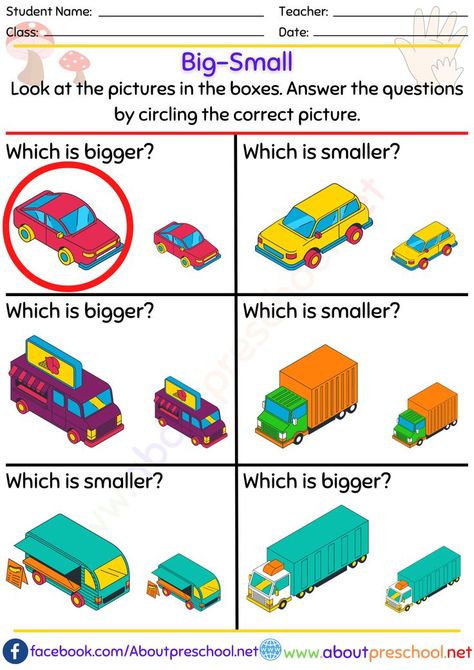 Big and Small Worksheets Big And Small Worksheets, Nursery Worksheets, Graduation Party Backdrops, Reading Comprehension Lessons, Worksheets For Preschool, Worksheets For Kindergarten, English Phonics, Subtraction Worksheets, Visual Learning