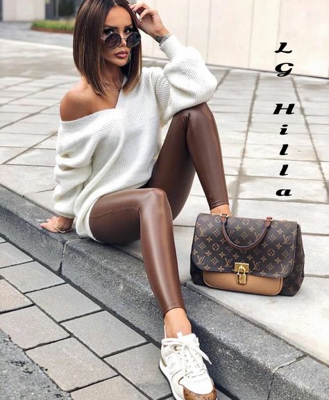 Leggings Outfit Casual, Elegantes Outfit Frau, Look Legging, Leather Leggings Outfit, Leather Pants Outfit, Ținută Casual, Fashion Styling, Luxe Fashion, Fall Fashion Outfits