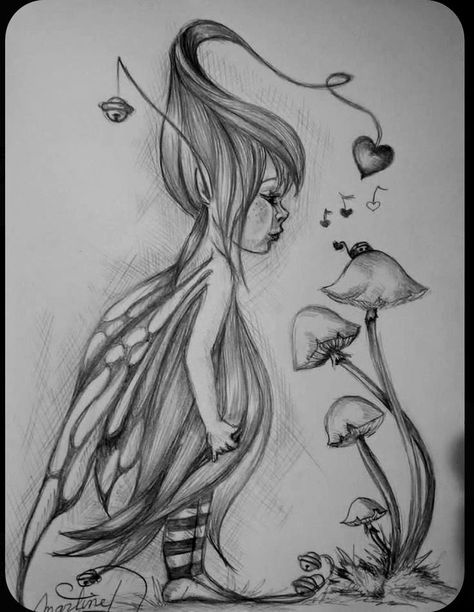 Fairy Sketch, Sketches Ideas, Fairy Tattoo Designs, Fairy Drawings, Cool Pencil Drawings, Fantasy Drawings, Fairy Artwork, Fairy Coloring Pages, Fairy Tattoo