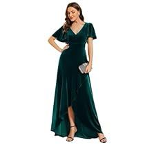 Velvet Evening Gown, Velvet Evening Dress, Concert Dresses, Velvet Bridesmaid Dresses, Ever Pretty, Evening Dresses Plus Size, Lotus Leaf, Ruffled Sleeves, Navy Blue Dresses