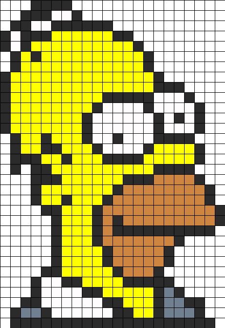 Homer Simpson Perler Bead Pattern | Bead Sprites | Characters Fuse Bead Patterns Homer Simpson Cross Stitch, Simpsons Hama Beads, Perler Beads Ideas, Modele Pixel Art, Kandi Cuffs, Fuse Bead Patterns, Pixel Art Templates, Pony Bead Patterns, Hama Beads Design