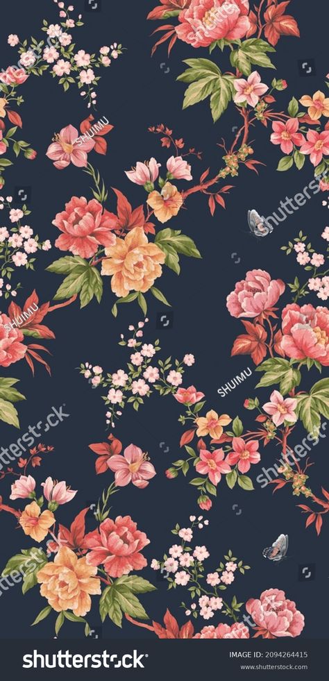 Classic Popular Flower Seamless Pattern Background Stock Illustration 2094264415 | Shutterstock Durga Photo, Allover Flower, Canadian Smocking, Flower Seamless Pattern, Seamless Floral Pattern, Popular Flowers, Motif Pattern, Maa Durga, Floral Prints Art