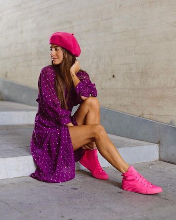 Celebrity Sneakers, Name It, Chuck Taylor, High Tech, Bright Pink, Floppy Hat, Converse, Fashion Outfits, Celebrities