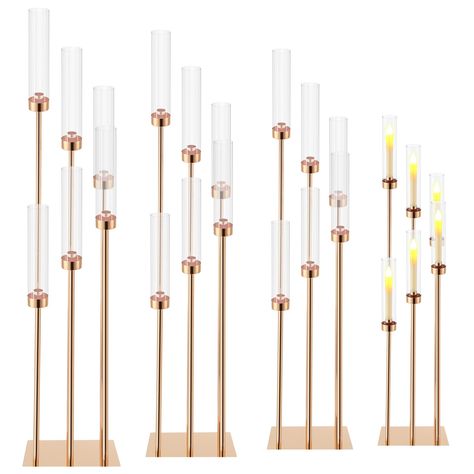 PRICES MAY VARY. Floor Candle Holders Tall Set: the total height of this floor candle holder is 46.5''/ 118 cm, the height of the 6 arm tall candle holder are 46.5/ 42.5/ 38.5/ 34.6/ 30.7/ 26.7 inches respectively, each candle holder set contains 6 removable acrylic shades, 9.8'' high, 2'' in diameter (excluding candles) ; The 4 piece floor candle holders tall set can meet the decoration needs of weddings, restaurants, Christmas in July parties and various scenes Gold Exquisite Appearance: the 6 Tall Metal Candle Holders, Floor Candle Holders Tall, Candelabra Centerpieces, Wedding Candle Holder, Floor Candelabra, Gold Candelabra, Candlestick Centerpiece, Candelabra Centerpiece, Candle Sticks Wedding