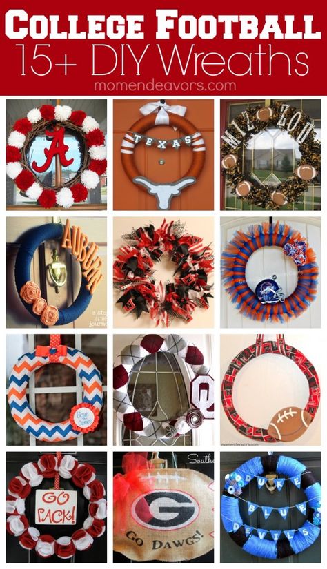 Sports Team Wreaths Diy, Diy Football Wreaths For Front Door, School Spirit Wreaths For Front Door, College Wreaths For Front Door, Football Shaped Wreath, Football Wreaths For Front Door, Football Wreath Diy, Greenhouse Projects, Diy Eucalyptus