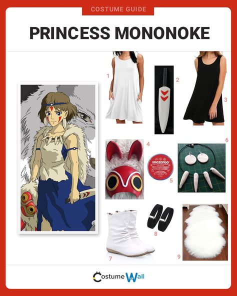 Princess Mononoke Outfit, Princess Mononoke Costume, Dress Like Princess, Princes Mononoke, Princess Mononoke Cosplay, San Cosplay, Sans Cosplay, Baby Cosplay, Costume Guide