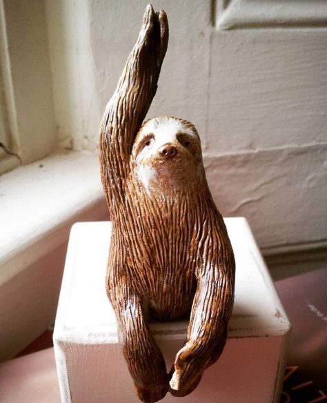 Clay Sloth | Emma Levey Clay Sloth, Sloth Clay Earrings, Sloth Sculpture, Sloth Clay Sculpture, Sloth Ceramic, Ceramic Otter Sculpture, Sloth Figurines, Clay Magnets, Surface Art