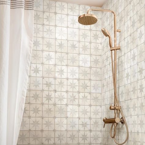 Merola Tile Harmonia Kings Star White 13" x 13" Ceramic Floor and Wall Tile - Bed Bath & Beyond - 38266274 White Ceramic Floor, White Tile Bathroom Walls, Cream Bathroom, Star Tile, Bathroom Shower Walls, White Bathroom Tiles, Modern Farmhouse Bathroom, Merola Tile, Bathroom Remodel Shower