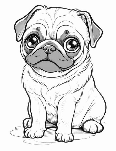 Our Mindful Life, Puppy Coloring Pages, Animal Doodles, Dog Coloring Page, Cat Coloring Page, Cute Pugs, Cool Coloring Pages, Coloring Pages Printable, Page Ideas